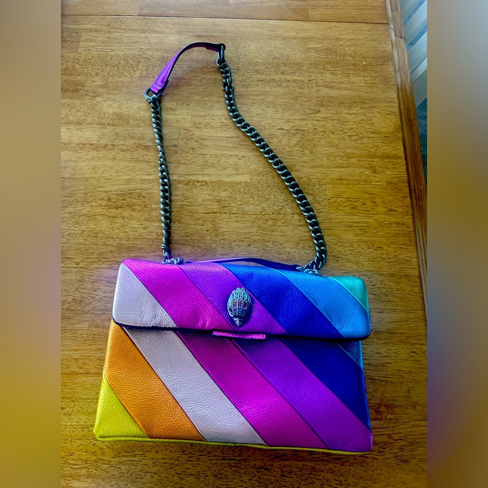 Kurt Geiger Metallic Rainbow Leather Cross body, . Dust bag included like new
